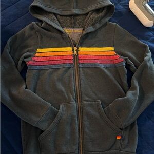 Kids aviator nation Zip Sweatshirt with Rainbow Stripe - Gray size 8